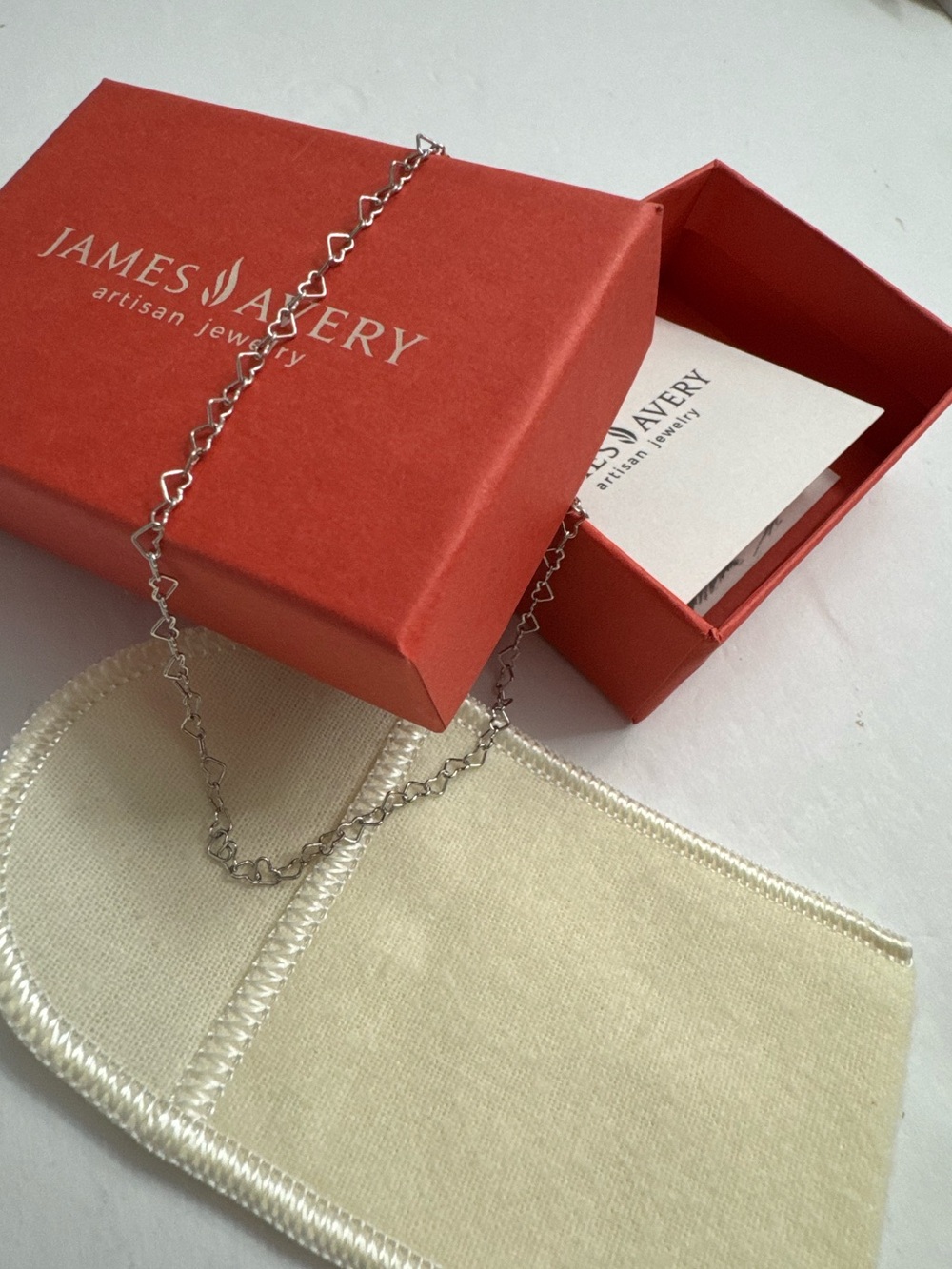 James Avery 12" Sterling Silver 925 Delicate Connected Hearts Anklet New - Picture 4 of 4